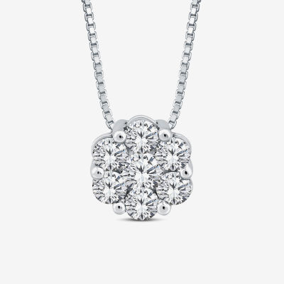 Diamond Blossom (I / I1) Womens 5/8 CT. T.W. Lab Grown White Diamond 10K White Gold Pendant Necklace