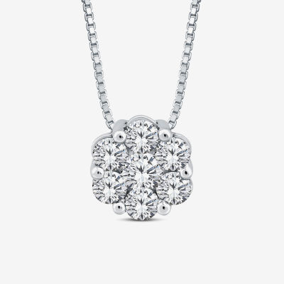 Diamond Blossom (I / I1) Womens 5/8 CT. T.W. Lab Grown White Diamond 10K White Gold 18 Inch Pendant Necklace