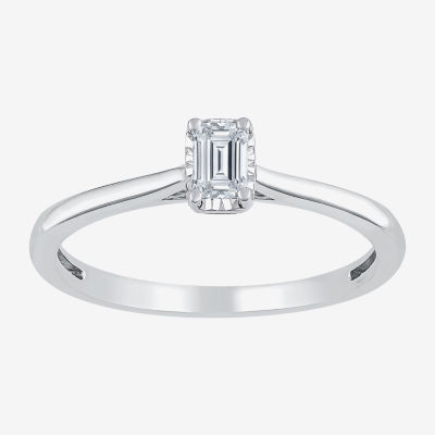 (G / Si2) Womens 1/2 CT. Lab Grown White Diamond 10K White Gold Solitaire Engagement Ring
