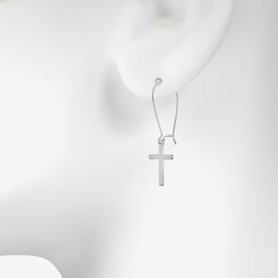 Bijoux Bar Delicates Silver Tone Cross Drop Earrings