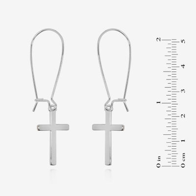 Bijoux Bar Delicates Silver Tone Cross Drop Earrings