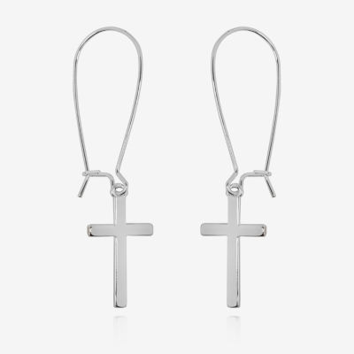 Bijoux Bar Delicates Silver Tone Cross Drop Earrings