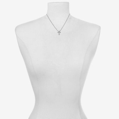 Bijoux Bar Silver Tone Womens Glass Cross Pendant Necklaces