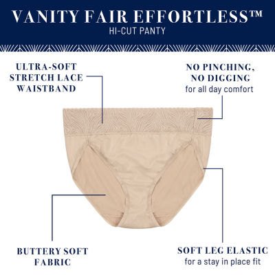 Vanity Fair Effortless Lace Top Hi-Cut Brief Panty- 13275