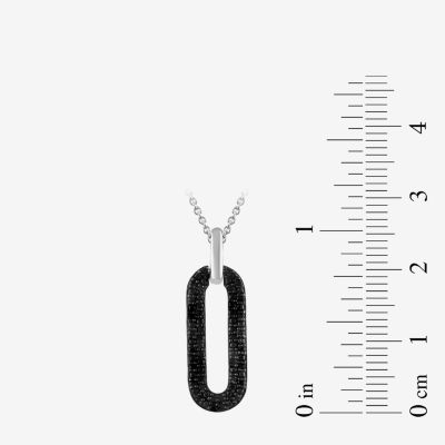 Midnight Black Womens 1/5 CT. Natural Black Diamond Sterling Silver Paperclip 16 Inch Pendant Necklace