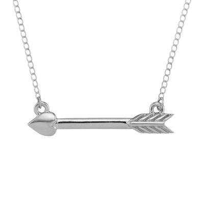 Personalized Sterling Silver Initial Arrow Pendant Necklace