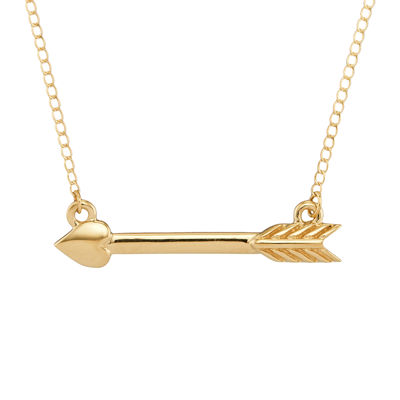 Personalized 10K Yellow Gold Initial Arrow Pendant Necklace