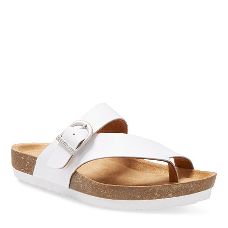 Eastland Womens Shauna Adjustable Strap Flat Sandals, 7 Medium, White