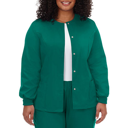 Fundamentals By White Swan 14740 Warm-Up Womens Plus Scrub Jacket, Xx-large, Green