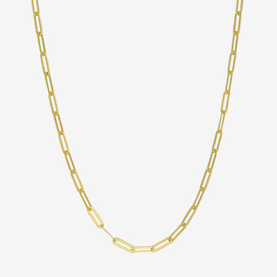 14K Gold 24 Inch Solid Paperclip Paperclip Chain Necklace