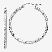 Sterling Silver Titanium 32mm Hoop Earrings, One Size