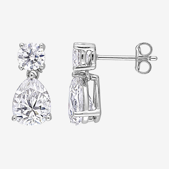 Lab Created White Moissanite Sterling Silver Drop Earrings