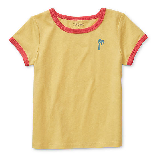 Okie Dokie Toddler Girls U Neck Short Sleeve Graphic T-Shirt