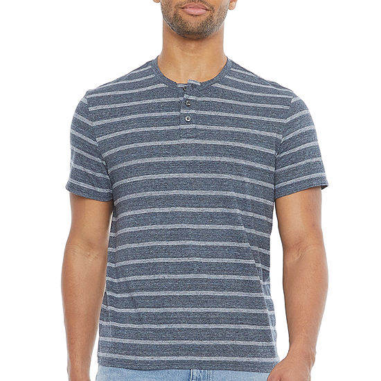 mutual weave Striped Mens Short Sleeve Regular Fit Henley Shirt - JCPenney