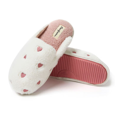 Dearfoams Teddy Heart Scuff Womens Slip-On Slippers