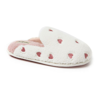 Dearfoams Teddy Heart Scuff Womens Slip-On Slippers