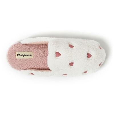 Dearfoams Teddy Heart Scuff Womens Slip-On Slippers