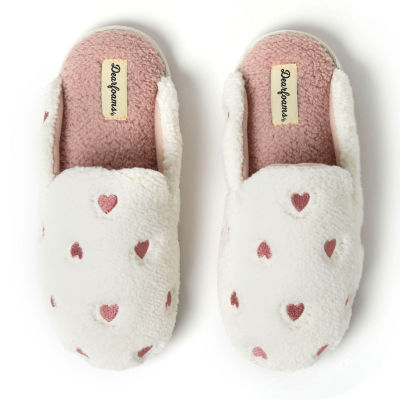 Dearfoams Teddy Heart Scuff Womens Slip-On Slippers