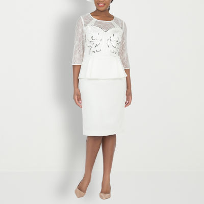 Giovanna Signature Plus 3/4 Sleeve Embellished Shift Dress