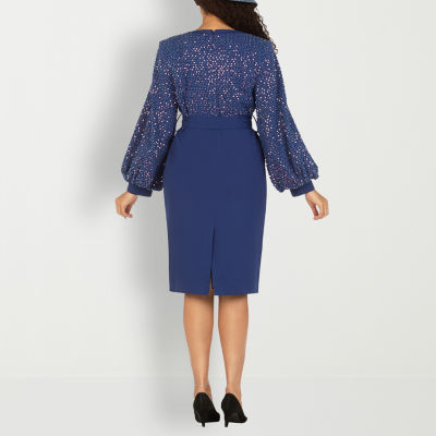 Giovanna Signature Plus Long Sleeve Embellished Shift Dress