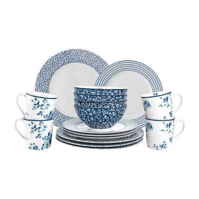 Laura Ashley Mixed Designs 16-pc. Porcelain Dinnerware Set - Blueprint Collectables