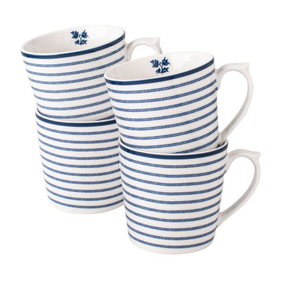 Laura Ashley Candy Stripe 4-pc. Coffee Mug Set - Blueprint Collectables