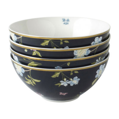 Laura Ashley Midnight Uni 4-pc. Porcelain Cereal Bowl Set -Heritage Collectables