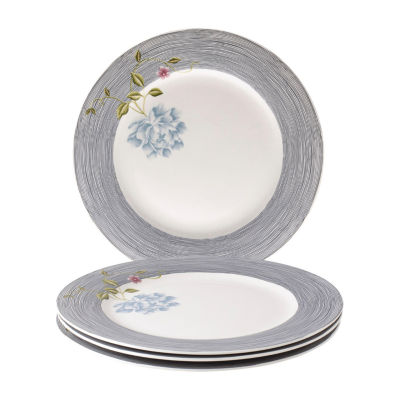 Laura Ashley Midnight Pinstripe 4-pc. Porcelain Dinner Plate Set - Heritage Collectables