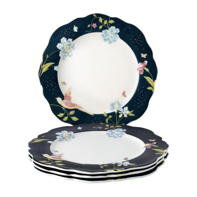 Laura Ashley Midnight Uni 4-pc. Porcelain Luncheon Plate Set - Heritage Collectables