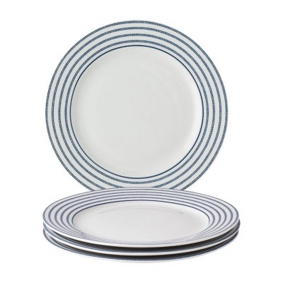 Laura Ashley Candy Stripe 4-pc. Porcelain Luncheon Plate Set - Blueprint Collectables