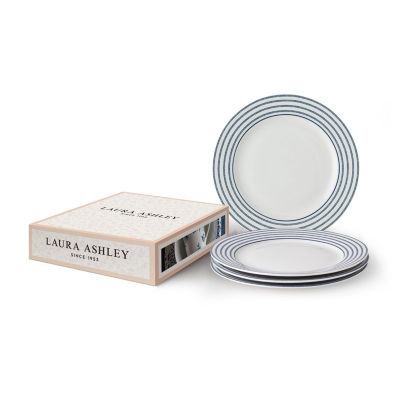 Laura Ashley Candy Stripe 4-pc. Porcelain Luncheon Plate Set - Blueprint Collectables