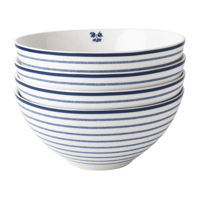 Laura Ashley Candy Stripe 4-pc. Porcelain Cereal Bowl Set - Blueprint Collectables