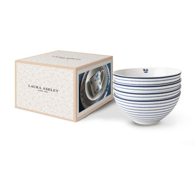 Laura Ashley Candy Stripe 4-pc. Porcelain Cereal Bowl Set - Blueprint Collectables