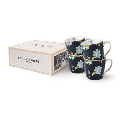 Laura Ashley Midnight Uni 4-pc. Coffee Mug Set- Heritage Collectables