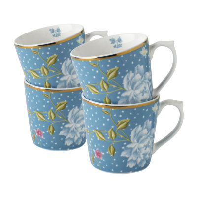 Laura Ashley 10 Oz Seaspray Uni In Giftbox Heritage Collectables 4-pc. Dishwasher Safe Coffee Mug