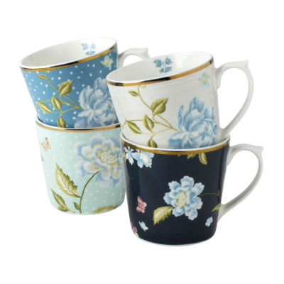 Laura Ashley Mixed Designs 4-pc. Coffee Mug- Heritage Collectables