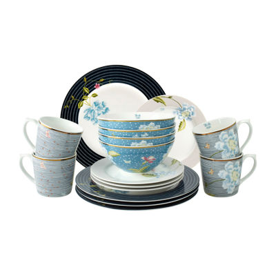 Laura Ashley Mixed Designs 16-pc. Porcelain Dinnerware Set - Heritage Collectables