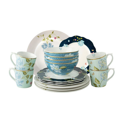 Laura Ashley Mixed Designs 16-pc. Porcelain Dinnerware Set - Heritage Collectables