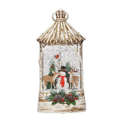 Roman 11"H Lighted Swirl Deer Eating Snowman Nose Christmas Tabletop Decor
