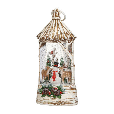 Roman 11"H Lighted Swirl Deer Eating Snowman Nose Christmas Tabletop Decor
