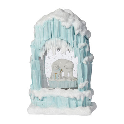 Roman 10"H Lighted Swirl Igloo With Polar Bears Christmas Tabletop Decor