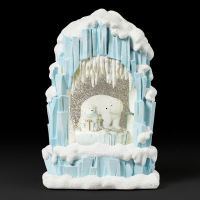 Roman 10"H Lighted Swirl Igloo With Polar Bears Christmas Tabletop Decor