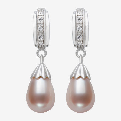 Limited Quantities! Womens Pink Cultured Freshwater Pearl Sterling Silver Drop Earrings