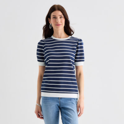 St. John's Bay Womens Crew Neck Short Sleeve Sweatshirt