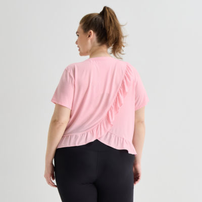 Xersion Ruffle Womens Active Plus T-Shirt