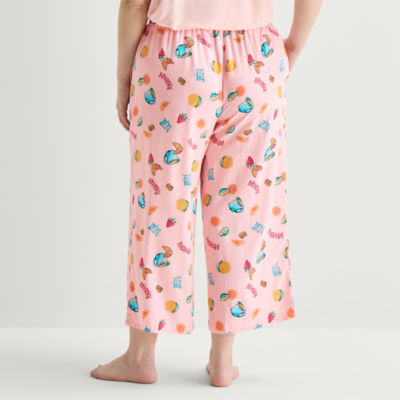 Sleep Chic Womens Plus Poplin Pajama Capri Pant
