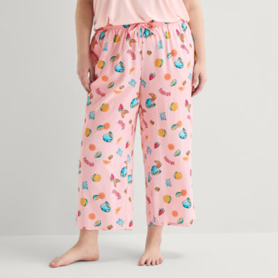 Sleep Chic Womens Plus Poplin Pajama Capri Pant