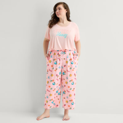 Sleep Chic Womens Plus Poplin Pajama Capri Pant