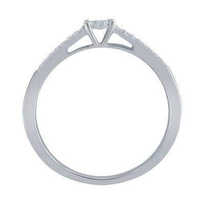 Promise My Love Womens 1/6 CT. T.W. Natural White Diamond Sterling Silver Round Promise Ring