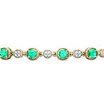 Diamond Accent Lab Created Green Emerald 10K Gold Over Silver Sterling Silver 7 Inch Tennis Bracelet